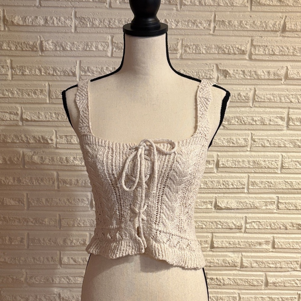 Arizona Jean Company Cream Knit Crop Top